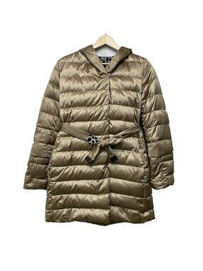 Max Mara S Down Coat 42 M Gold Reversible Sleeves Detachable Bag Included Winter